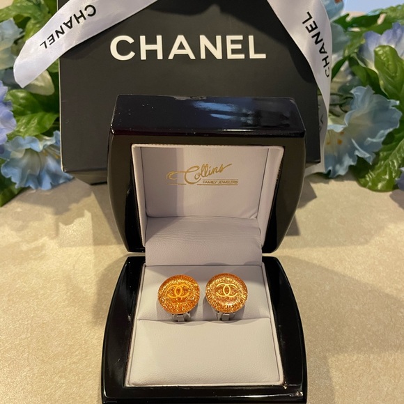 Rare CHANEL interlocking CC glitter resin earrings - Picture 7 of 7